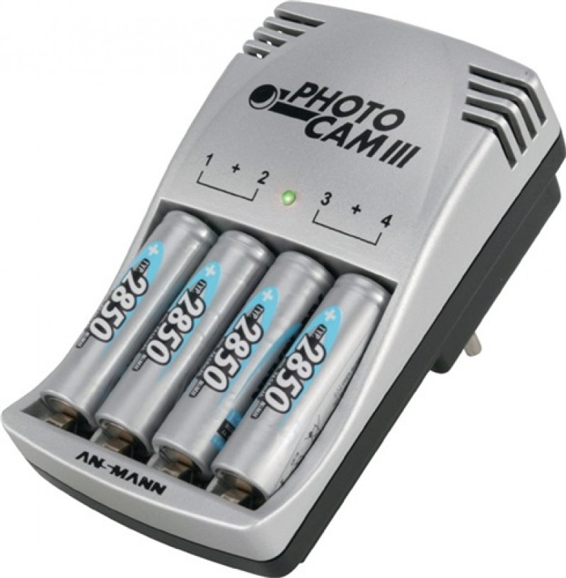 Akkusteckerladegerät Photo Cam III f.4 Akkus 4xAA NiMH Akkus 2850 mAh ANSMANN Akkusteckerladegerät Photo Cam III f.4 Akkus 4xAA NiMH Akkus 2850 mAh ANSMANN