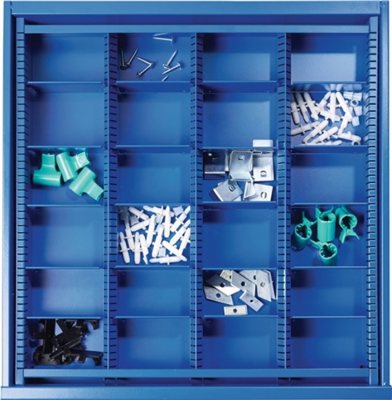 Schubladen-Unterteilungsmaterial BK 600 Front-H.100mm 3 Längs-/20 Querteiler Schubladen-Unterteilungsmaterial BK 600 Front-H.100mm 3 Längs-/20 Querteiler