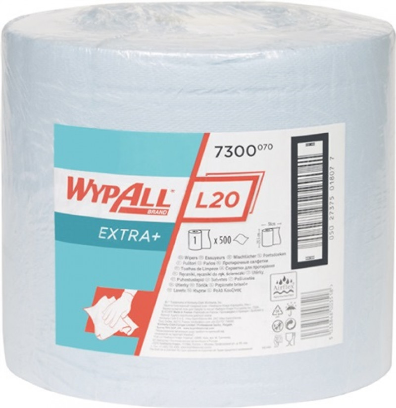 Wischtuch Wypall L20 7300 L380xB235ca.mm 2-lagig blau 1 Rl.x 500 Tü.