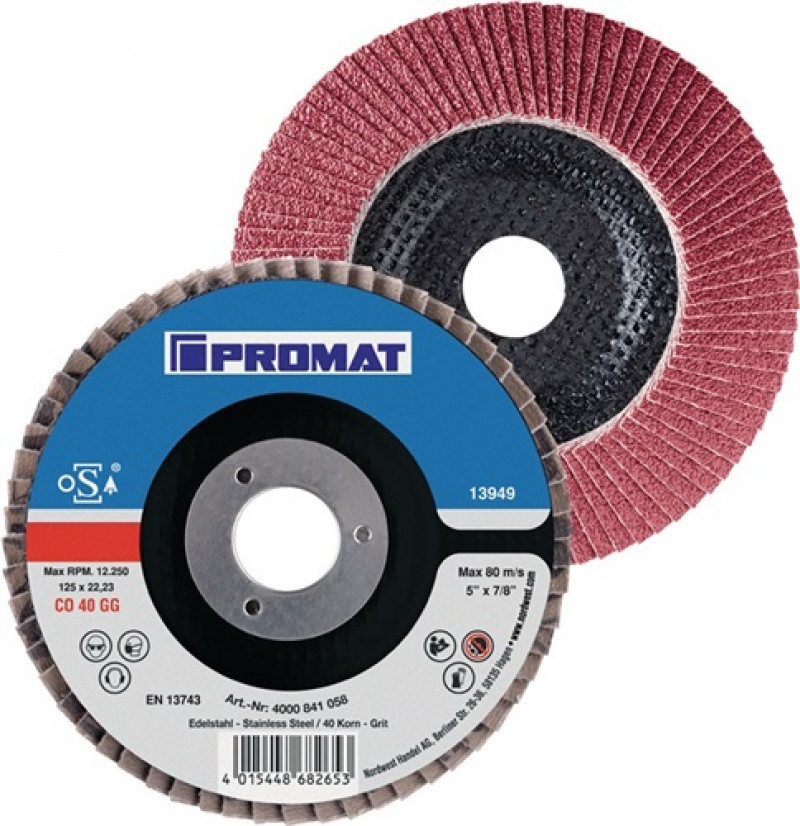 Fächerscheibe D.125mm K.120 gekr.INOX CO PROMAT Fächerscheibe D.125mm K.120 gekr.INOX CO PROMAT