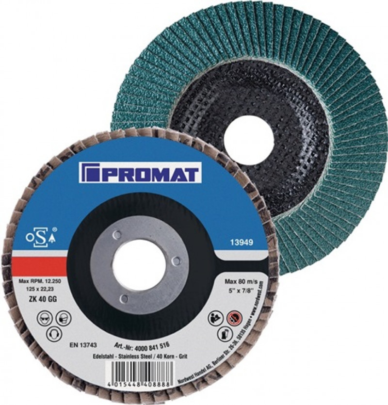 Fächerscheibe D.115mm K.60 gekr.INOX ZK PROMAT Fächerscheibe D.115mm K.60 gekr.INOX ZK PROMAT