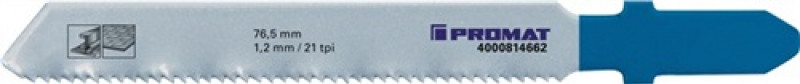 Stichsägeblatt L.55mm HSS Zahnt.1,2mm gew./gefräst f.Bleche/Stahl PROMAT 5St./VE Stichsägeblatt L.55mm HSS Zahnt.1,2mm gew./gefräst f.Bleche/Stahl PROMAT 5St./VE