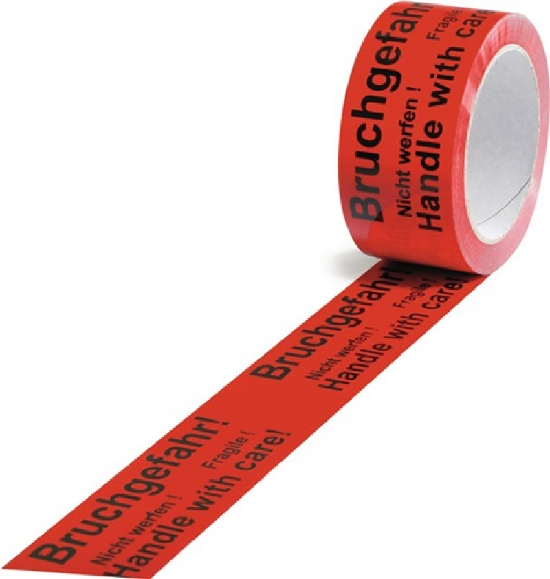Warnklebeband PP,Bruchgefahr L.66 m,B.50mm rot Rl. Warnklebeband PP,Bruchgefahr L.66 m,B.50mm rot Rl.