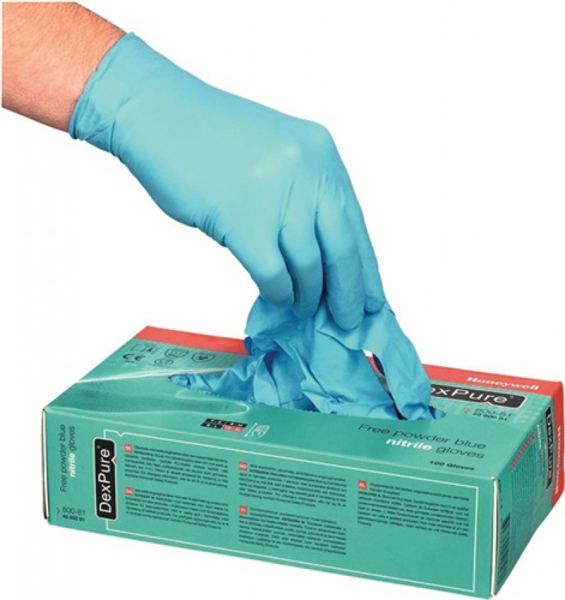 Einweghandschuh Dexpure 800-81 Gr.L blau Nitril EN 374-2 Kat.III 100 ST/BX Einweghandschuh Dexpure 800-81 Gr.L blau Nitril EN 374-2 Kat.III 100 ST/BX