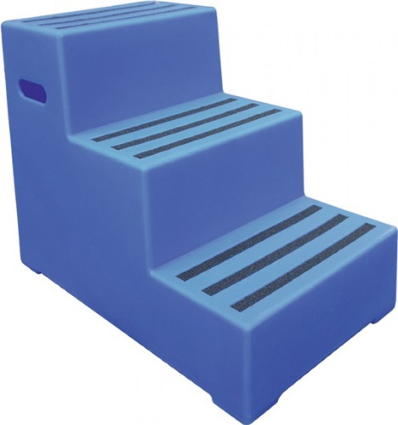Schwerlasttritt Stufen 3 Plattform-H.620mm Ku.blau Schwerlasttritt Stufen 3 Plattform-H.620mm Ku.blau