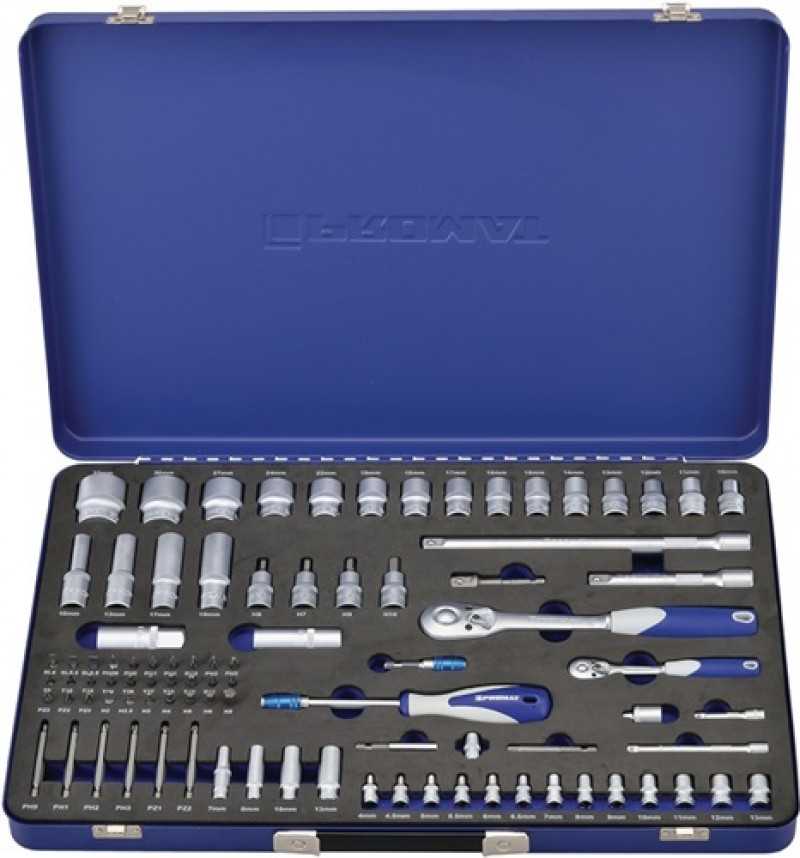 Steckschlüssels.1/4+1/2Zoll 91tlg.4-32mm 6KT,PH/PZD/TX/6KT/Schlitz Knarren20/36Z