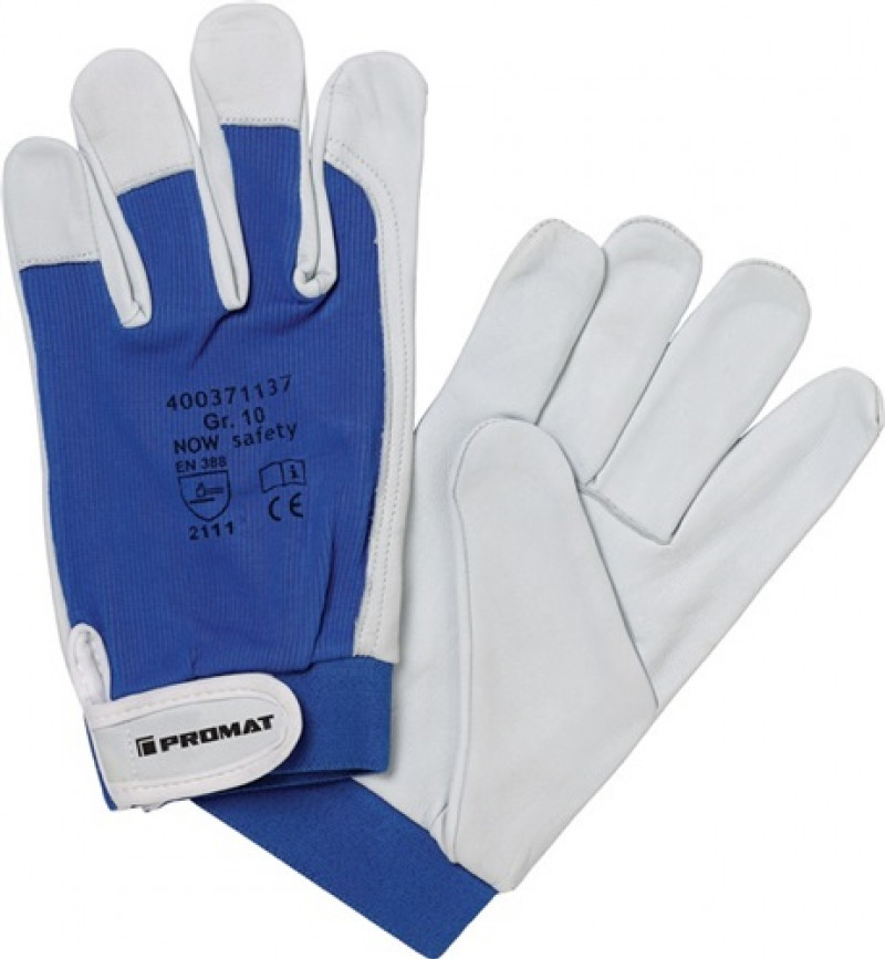Handschuhe Donau Gr.10 natur/blau Nappaleder EN 388 Kat.II PROMAT