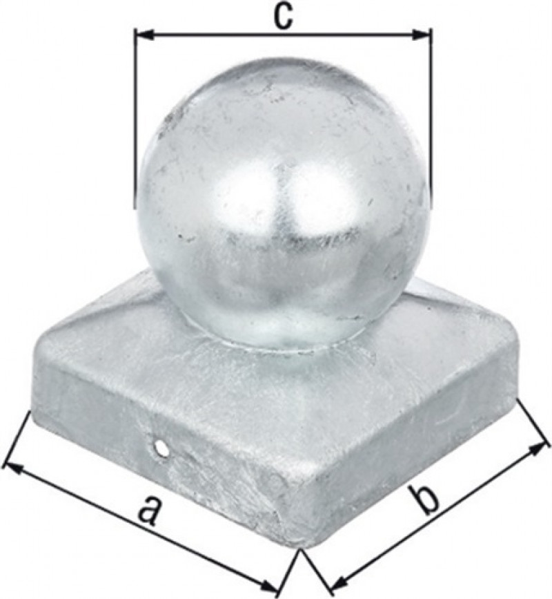 Pfostenkappe 70x70mm D.60mm eck.m.Kugelkopf zaponiert GAH Pfostenkappe 70x70mm D.60mm eck.m.Kugelkopf zaponiert GAH
