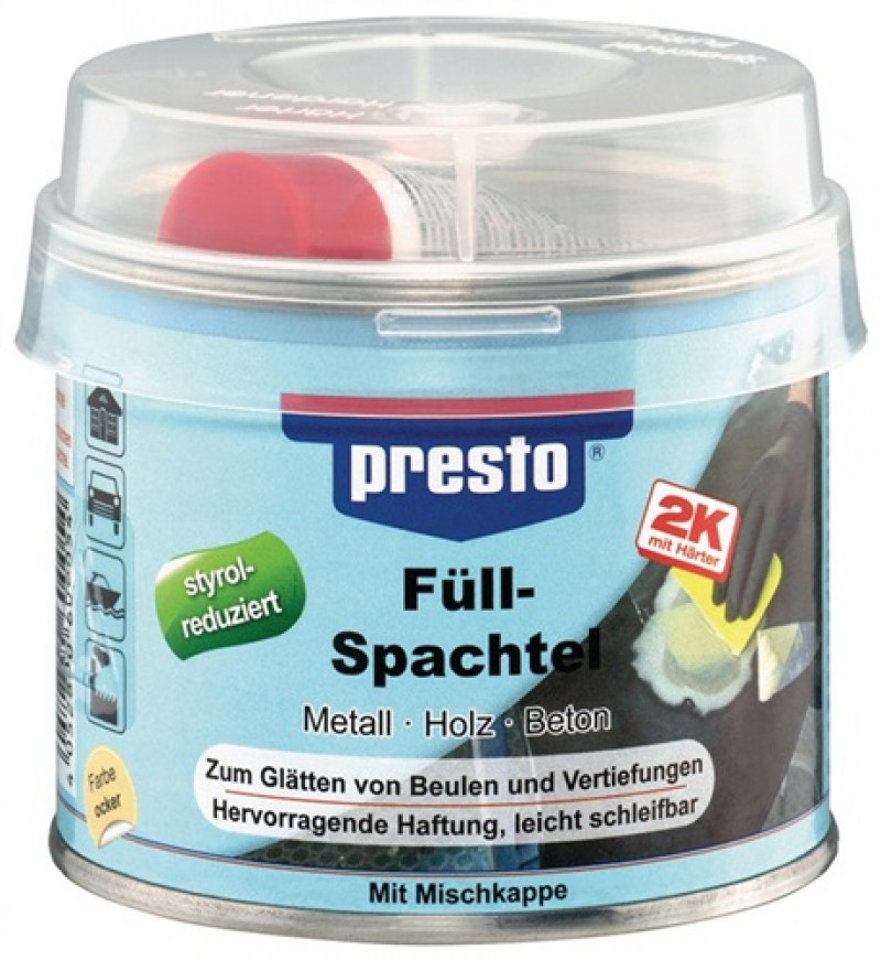 2K-Füllspachtel prestolith® plastic ocker 250g Dose PRESTO 2K-Füllspachtel prestolith® plastic ocker 250g Dose PRESTO