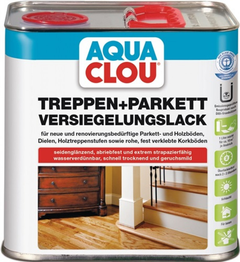 Treppen/Parkett-Versiegelungslack L10 farblos seidenglanz 2,5l Dose CLOU Treppen/Parkett-Versiegelungslack L10 farblos seidenglanz 2,5l Dose CLOU