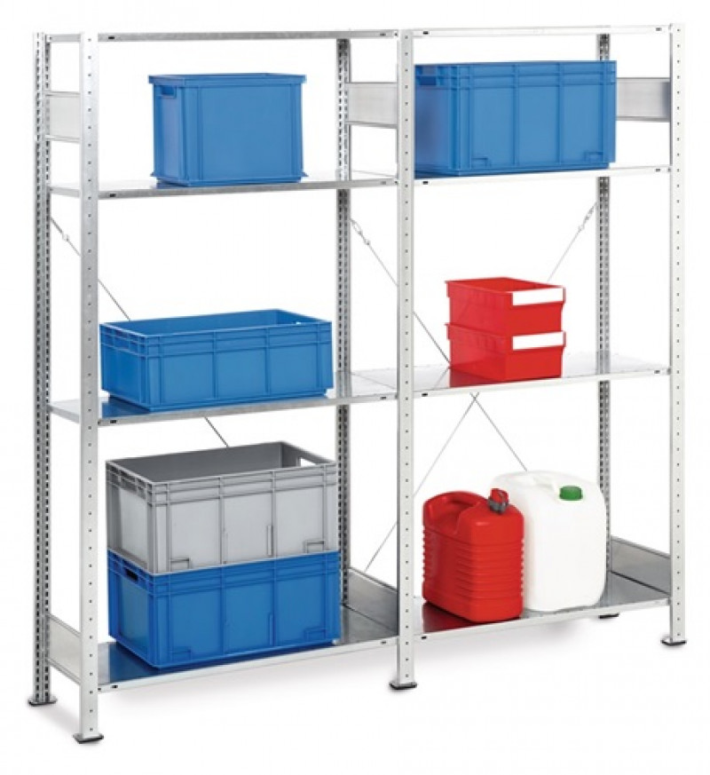 Steckregal H/B2000xT400mm Grund-/Anbaur.verz.8 Stahlb.Trgf.150kg Feldlast 1300kg Steckregal H/B2000xT400mm Grund-/Anbaur.verz.8 Stahlb.Trgf.150kg Feldlast 1300kg