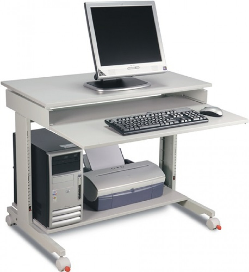 PC-Arbeitstisch H720-1100xB900xT500mm lichtgrau fahrbar PC-Arbeitstisch H720-1100xB900xT500mm lichtgrau fahrbar