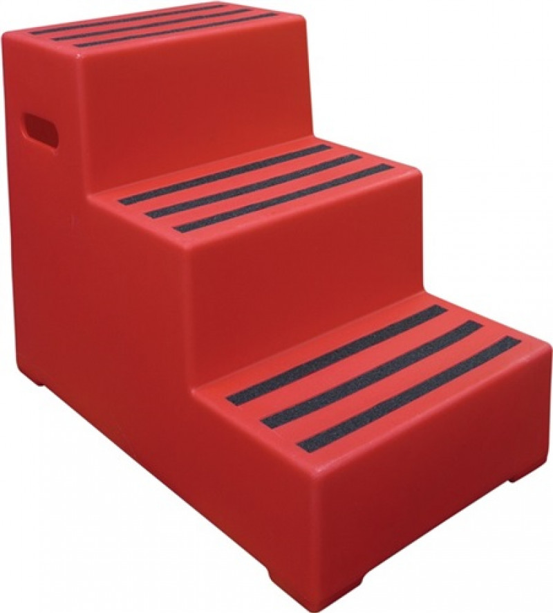 Schwerlasttritt Stufen 3 Plattform-H.620mm Ku.rot Schwerlasttritt Stufen 3 Plattform-H.620mm Ku.rot