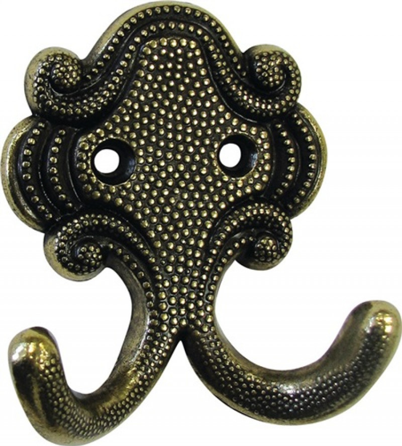 Mantelh.Zweifachhaken A.25mm Zamak altmessing H.70mm Mantelh.Zweifachhaken A.25mm Zamak altmessing H.70mm