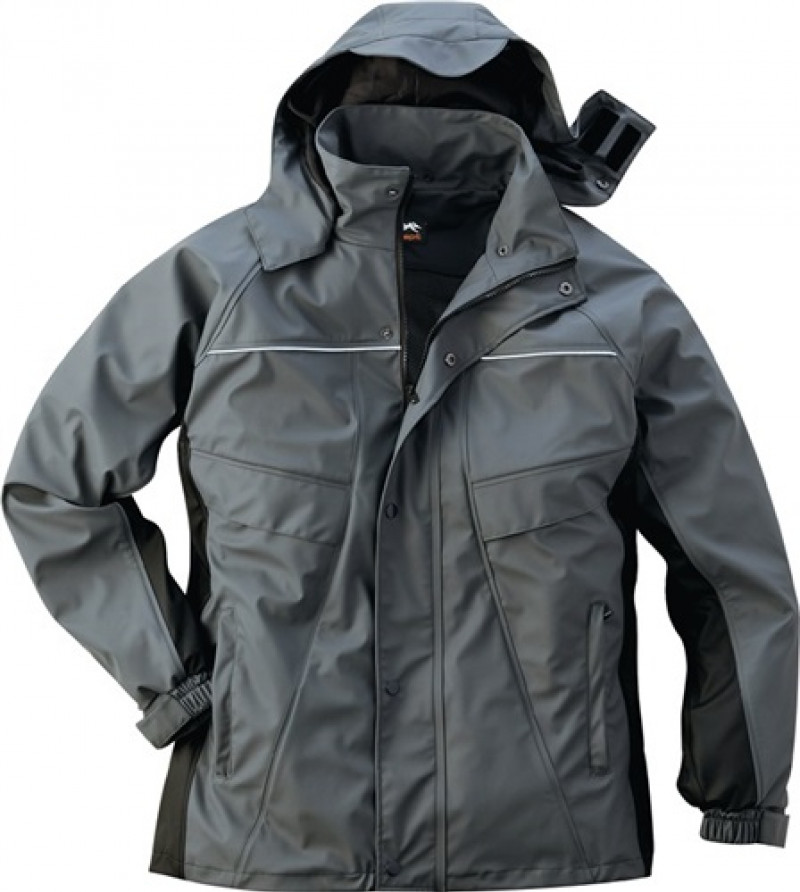 PU Regenschutz-Jacke Sarasota Gr. XXL grau/schwarz 100%PES PU Regenschutz-Jacke Sarasota Gr. XXL grau/schwarz 100%PES