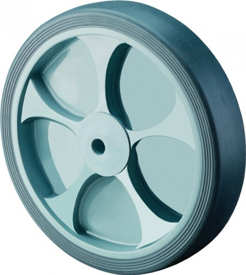 Ersatz-Rad D.160mm Trgf.200kg Gum.grau Achs-D.15mm Nabenl.60mm
