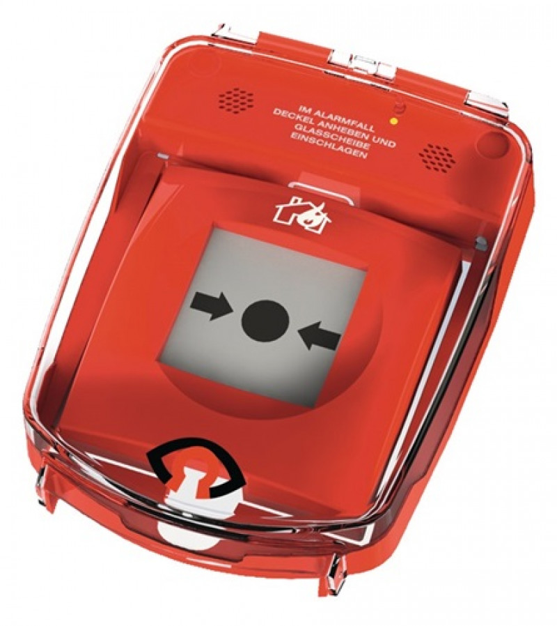Schutzhaube e-Cover m.Öffnungsalarm z.Sicherung v.Druckknopfmeldern Ku.rot Schutzhaube e-Cover m.Öffnungsalarm z.Sicherung v.Druckknopfmeldern Ku.rot