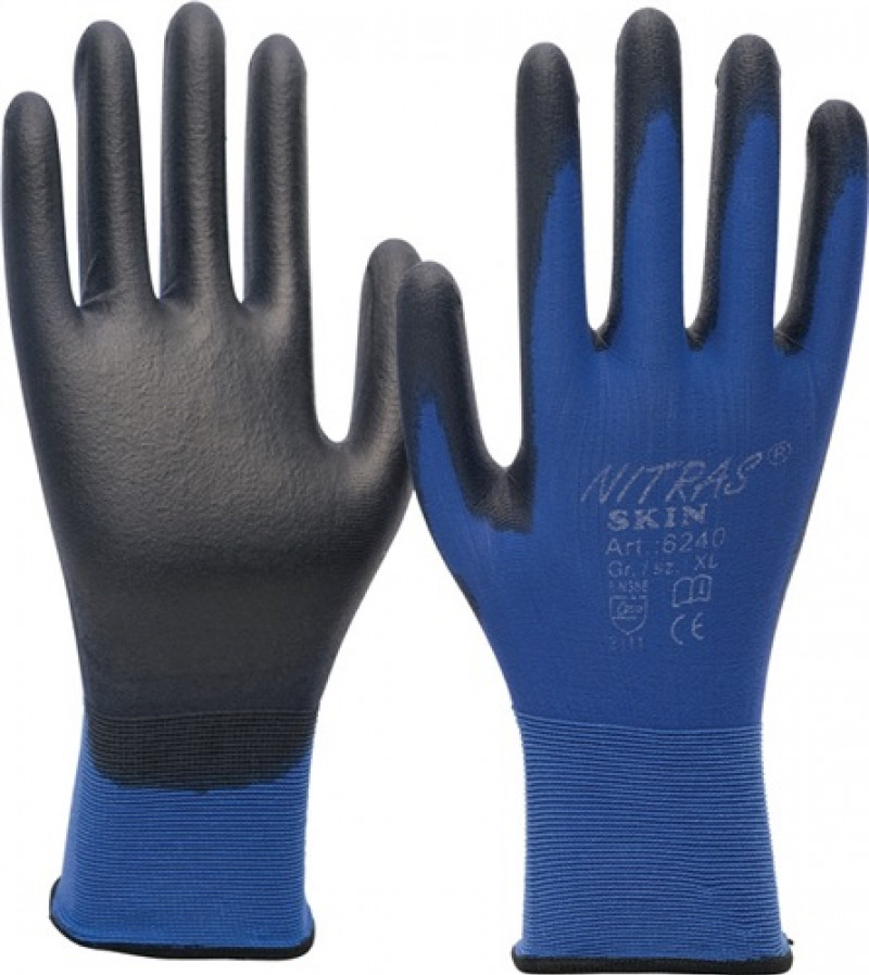 Handschuhe Nitras Skin Gr.XXL blau/schwarz Nyl.mitPUR EN 388 Kat.II