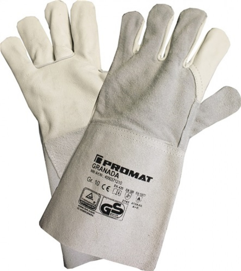 Schweißerhandschuhe Granada Gr.10 grau Rindnarben-/Spaltleder 6 PA Schweißerhandschuhe Granada Gr.10 grau Rindnarben-/Spaltleder 6 PA