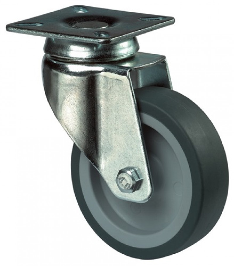 Lenkrolle D.100mm Trgf.65kg m.Platte schwarz Lenkrolle D.100mm Trgf.65kg m.Platte schwarz