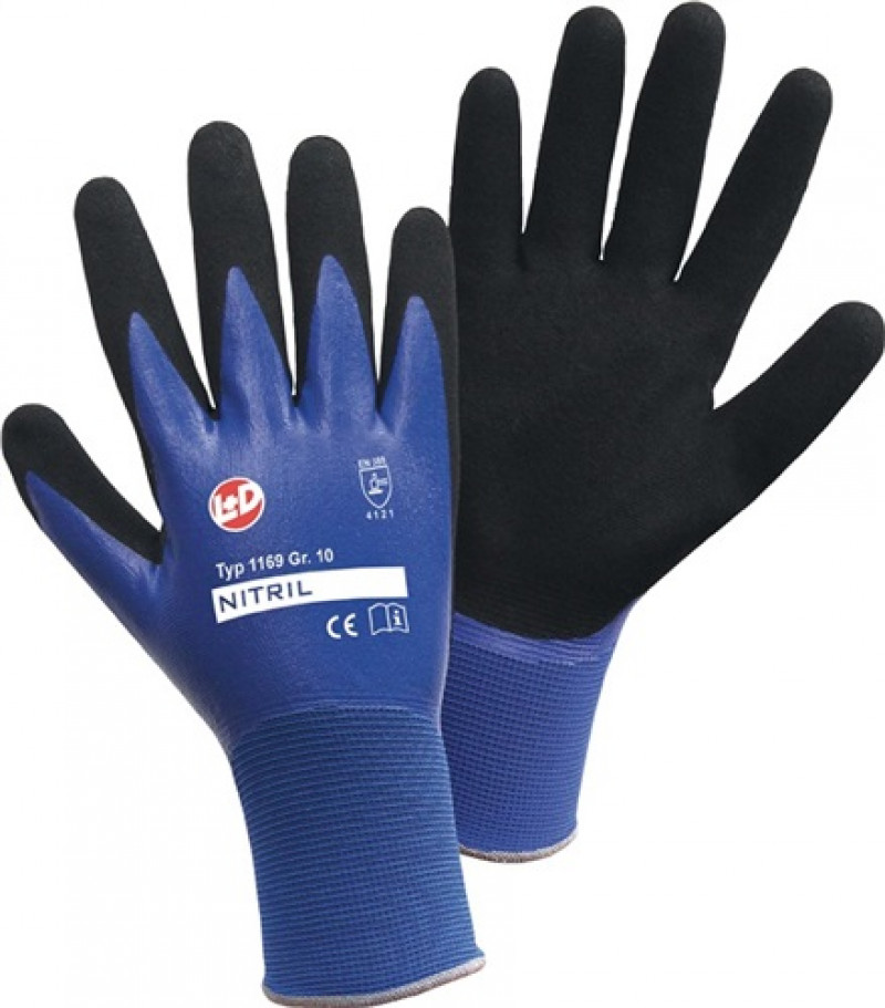Handschuhe Nitril Aqua Gr.10 blau/schwarz Nyl.m.dop.Nitril EN 388 Kat.II Handschuhe Nitril Aqua Gr.10 blau/schwarz Nyl.m.dop.Nitril EN 388 Kat.II