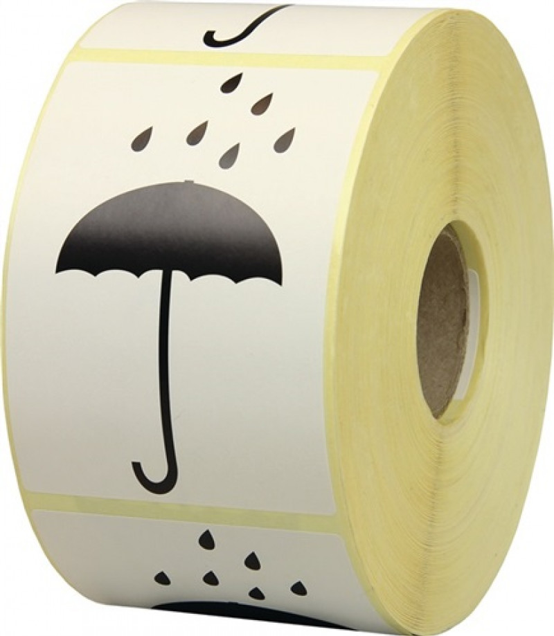 Hinweisetikett Symbol Regenschirm L.75 mm,B.105mm weiß 1000 St./Rolle