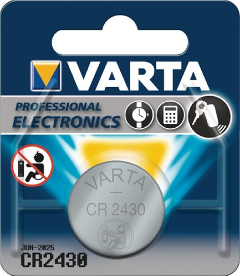 Knopfzelle Professional Electronics 3 V 280 mAh CR2430 24,5x3,0mm VARTA Knopfzelle Professional Electronics 3 V 280 mAh CR2430 24,5x3,0mm VARTA