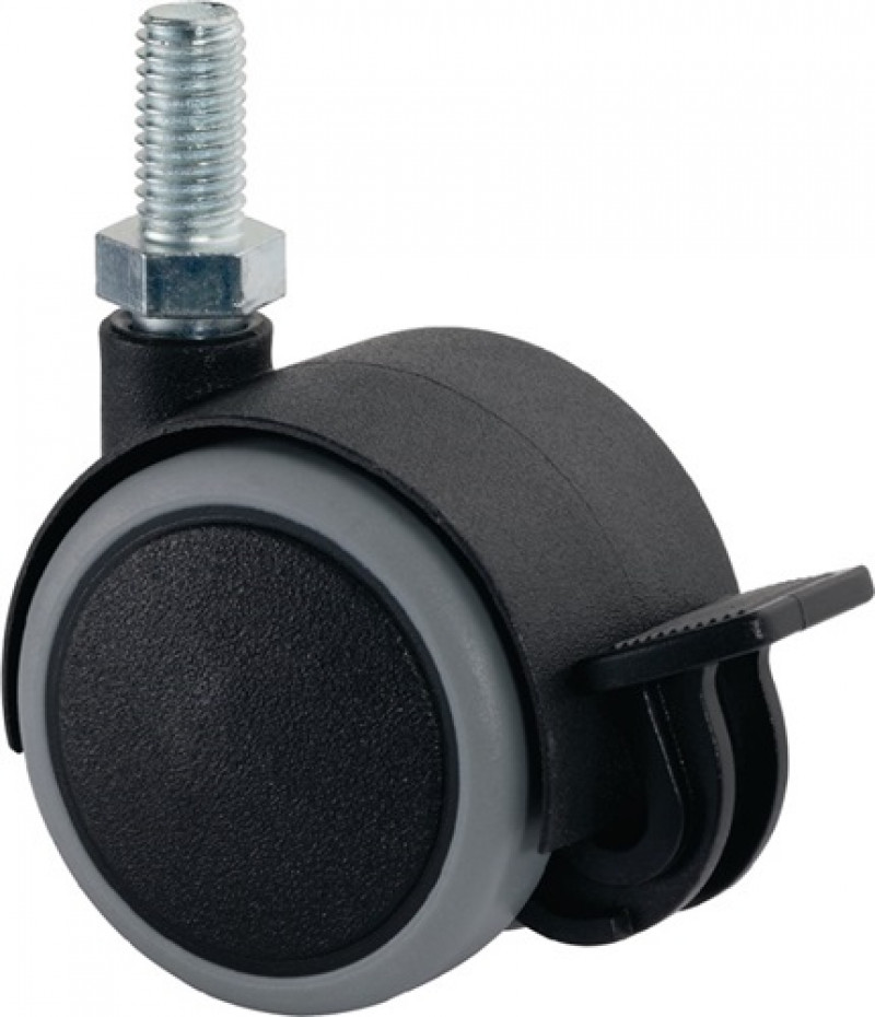 Kunststoffdoppelrolle m.Feststeller D.50mm Trgf.50kg m.Gew.stift M8 Ku. Kunststoffdoppelrolle m.Feststeller D.50mm Trgf.50kg m.Gew.stift M8 Ku.