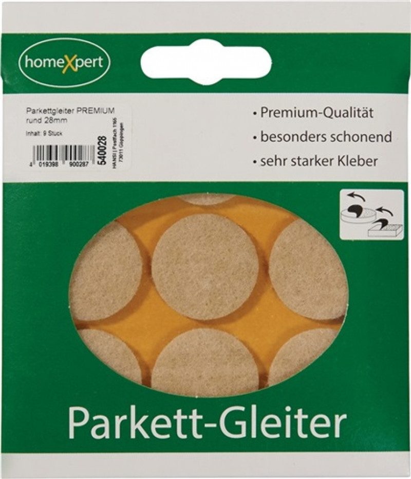 Parkettgleiter Premium 28mm Filz natur rd.selbstkl. Parkettgleiter Premium 28mm Filz natur rd.selbstkl.