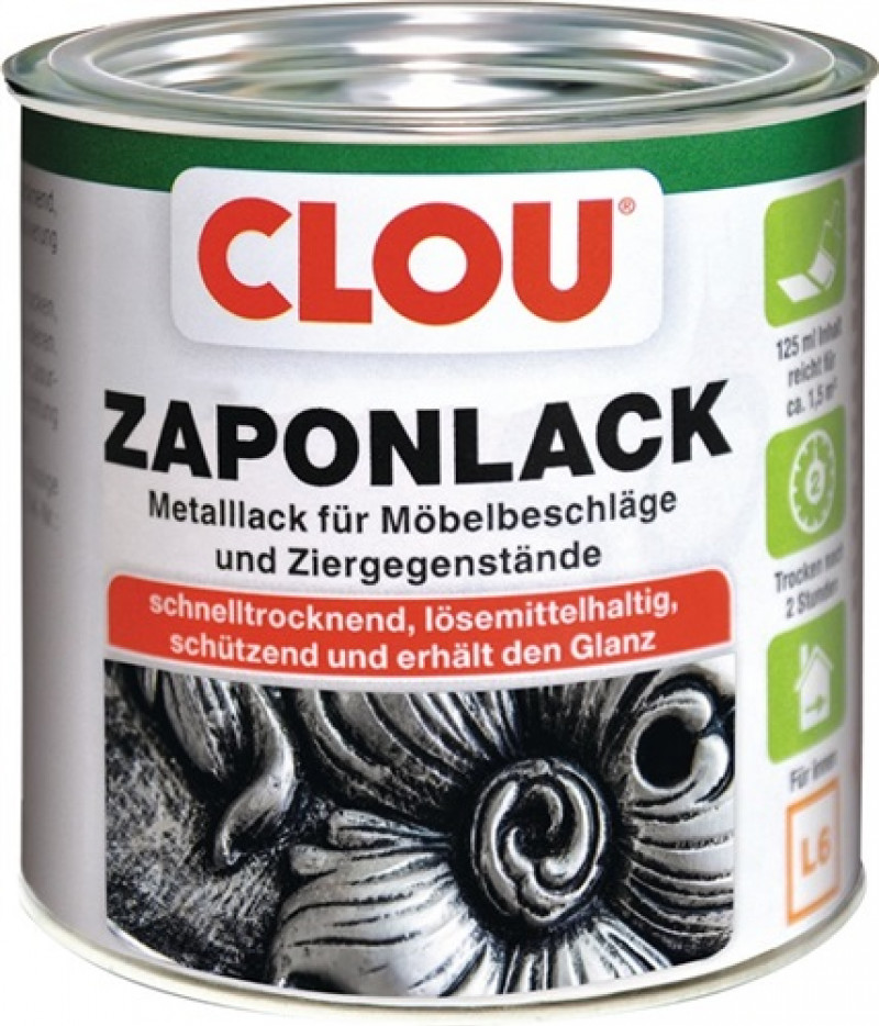 Zaponlack (Metallfirnis) L6 farblos glänzend 125 ml Dose CLOU Zaponlack (Metallfirnis) L6 farblos glänzend 125 ml Dose CLOU