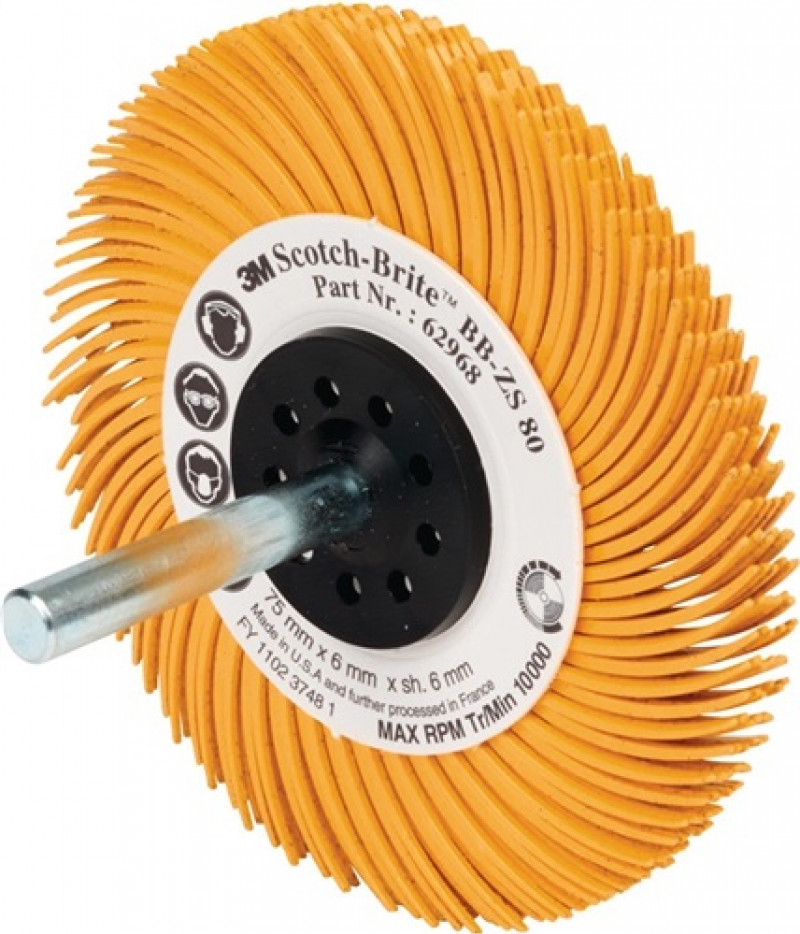 Radialbürstenscheibe Scotch Brite BB-ZS D.50,8mm K.80 gelb 1500min-¹ 3M Radialbürstenscheibe Scotch Brite BB-ZS D.50,8mm K.80 gelb 1500min-¹ 3M