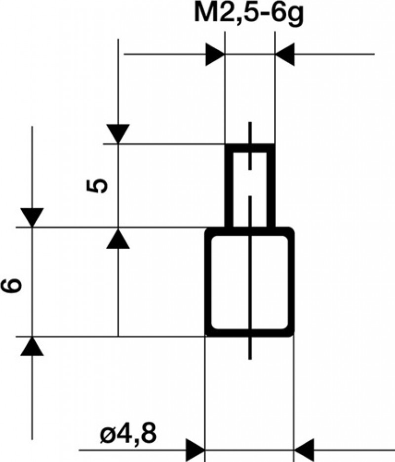 Messeinsatz D.4,8mm plan M2,5 STA f. Messuhren Käfer Messeinsatz D.4,8mm plan M2,5 STA f. Messuhren Käfer
