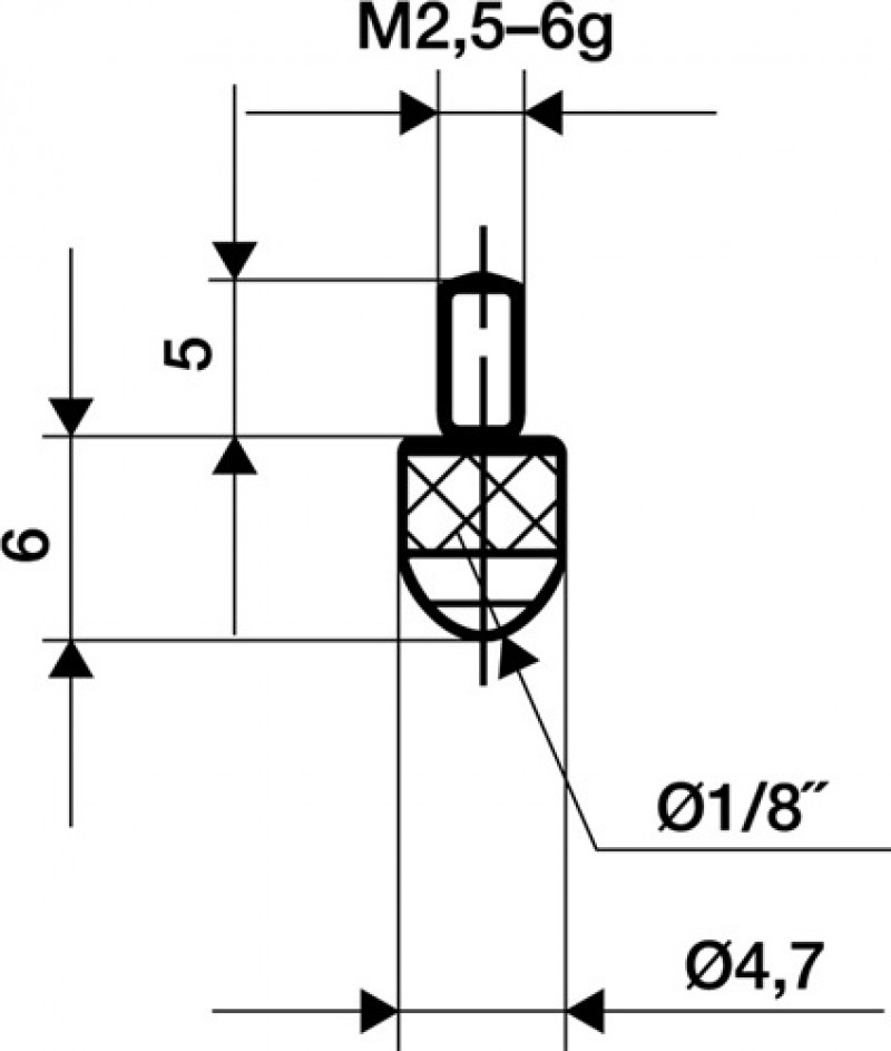 Messeinsatz D.3mm L.6mm KGL M2,5 Ku. f. Messuhren Käfer Messeinsatz D.3mm L.6mm KGL M2,5 Ku. f. Messuhren Käfer