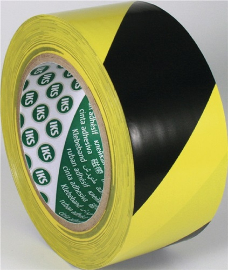Bodenmarkierungsband F33P PVC schwarz/gelb L.33m B.50mm Rl.IKS Bodenmarkierungsband F33P PVC schwarz/gelb L.33m B.50mm Rl.IKS
