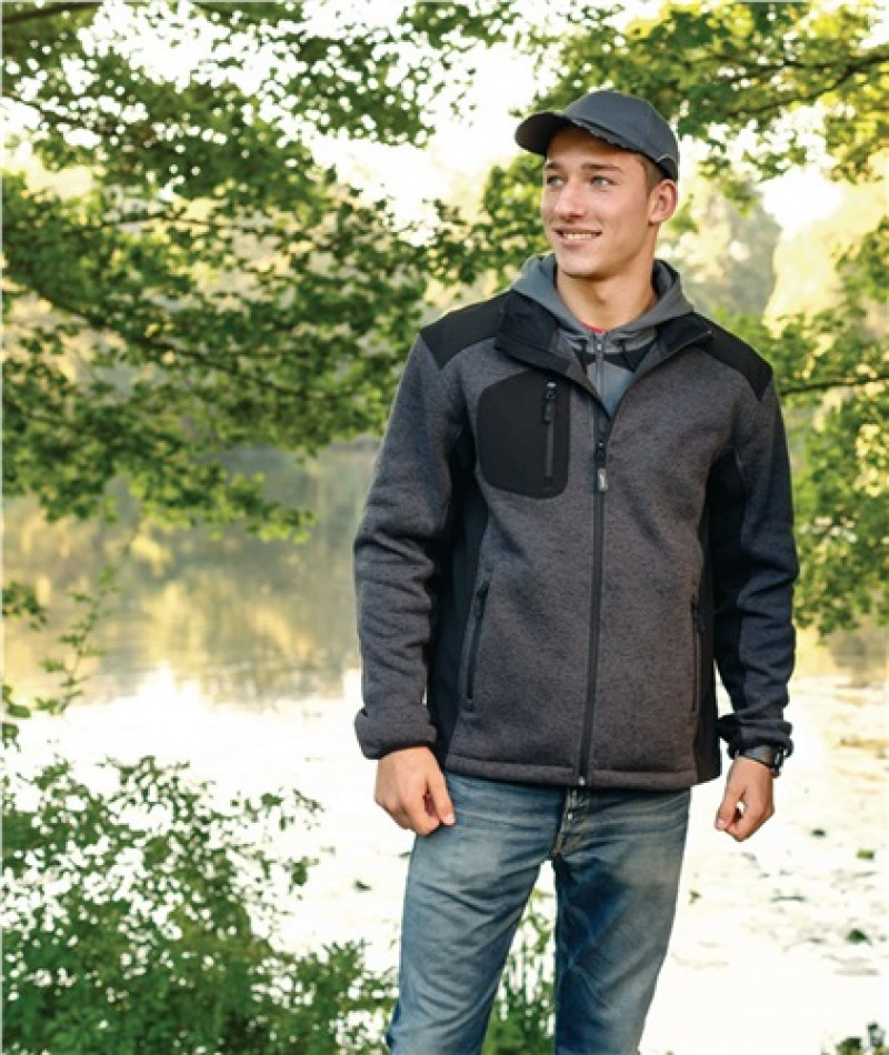 Strick-Fleecejacke Innsbruck Gr. XL dunkelgrau/schwarz 100% PES