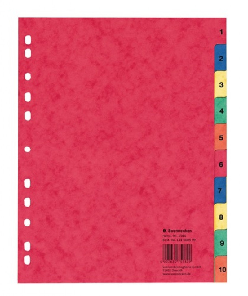 Soennecken Register 1546 DIN A4 1-10 volle Höhe Karton farbig Soennecken Register 1546 DIN A4 1-10 volle Höhe Karton farbig