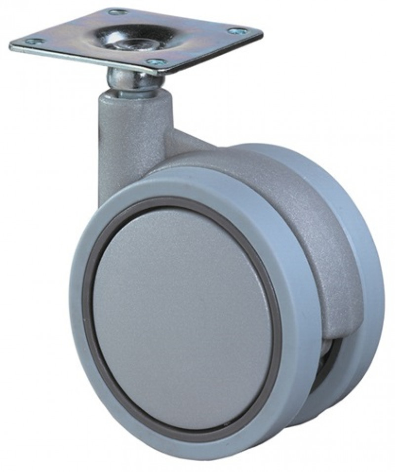 Kunststoffdoppelrolle D.60mm Trgf.35kg m.Platte Ku.silbergrau Kunststoffdoppelrolle D.60mm Trgf.35kg m.Platte Ku.silbergrau