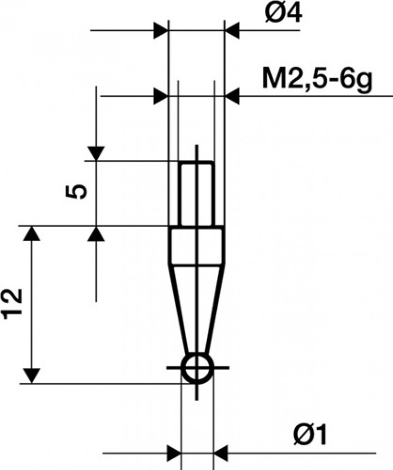 Messeinsatz D.3mm KGL M2,5 STA f. Messuhren Käfer Messeinsatz D.3mm KGL M2,5 STA f. Messuhren Käfer