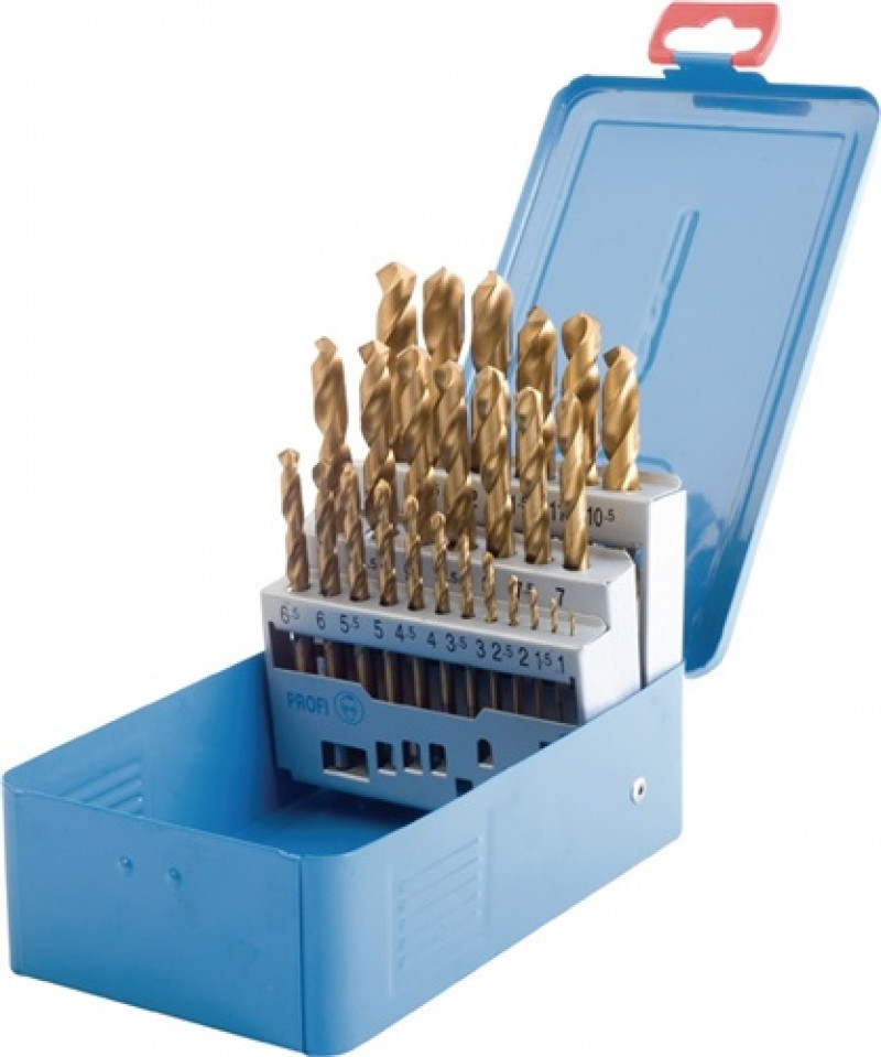 Spiralbohrersatz DIN338 Typ N D.1-10x0,5mm HSS TiN 19tlg.Metallkassette Spiralbohrersatz DIN338 Typ N D.1-10x0,5mm HSS TiN 19tlg.Metallkassette