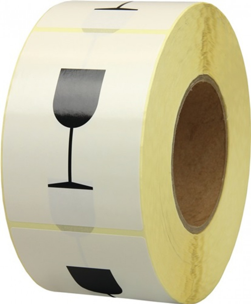 Hinweisetikett Symbol Glas L.75 mm,B.105mm weiß 1000 St./Rolle Hinweisetikett Symbol Glas L.75 mm,B.105mm weiß 1000 St./Rolle