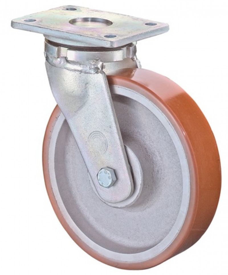 Schwerlast-Lenkrolle D.200mm Trgf.1000kg Guß-Polyurethan Platte L138xB110mm Schwerlast-Lenkrolle D.200mm Trgf.1000kg Guß-Polyurethan Platte L138xB110mm