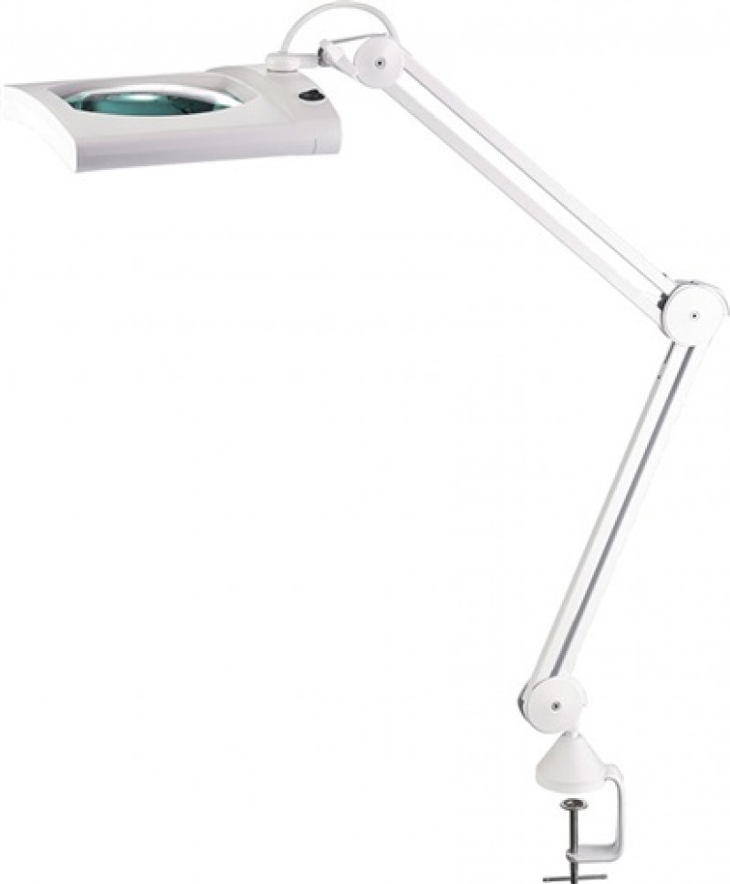 LED-Lupenleuchten 190,5mm (7,5 Zoll) m. Abdeckung,eckiger Kopf weiß m. Tischklem LED-Lupenleuchten 190,5mm (7,5 Zoll) m. Abdeckung,eckiger Kopf weiß m. Tischklem