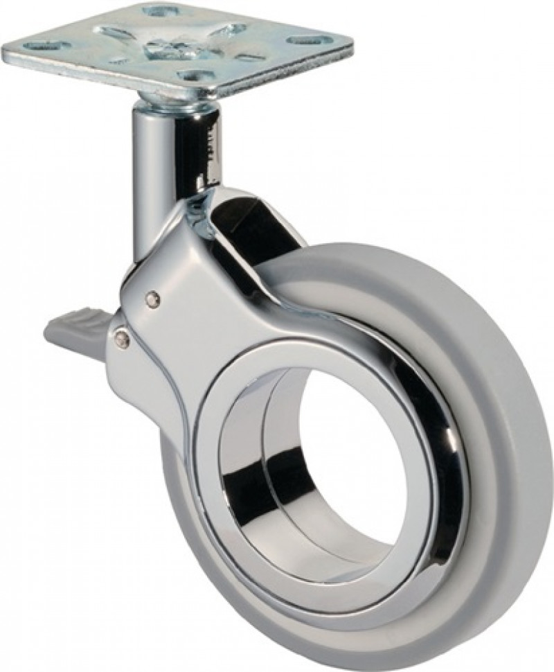 Design-Lenkrolle m.Feststeller D.60mm Trgf.50kg m.Platte Polyurethan grau