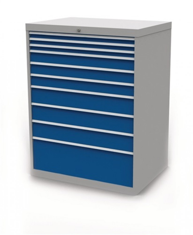 Schubladenschrank H1319xB1005xT736mm lichtgrau/signalblau 10 Schubl. Schubladenschrank H1319xB1005xT736mm lichtgrau/signalblau 10 Schubl.