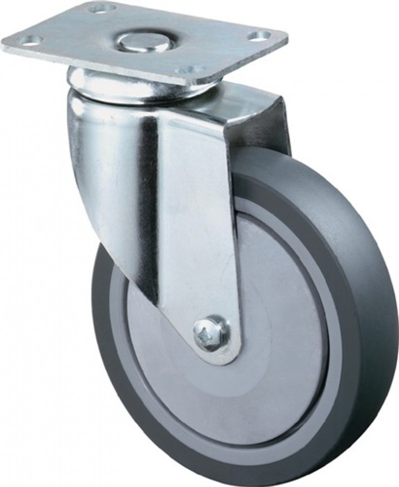 Lenkrolle D.125mm Trgf.100kg m.Platte Gum.grau Lenkrolle D.125mm Trgf.100kg m.Platte Gum.grau