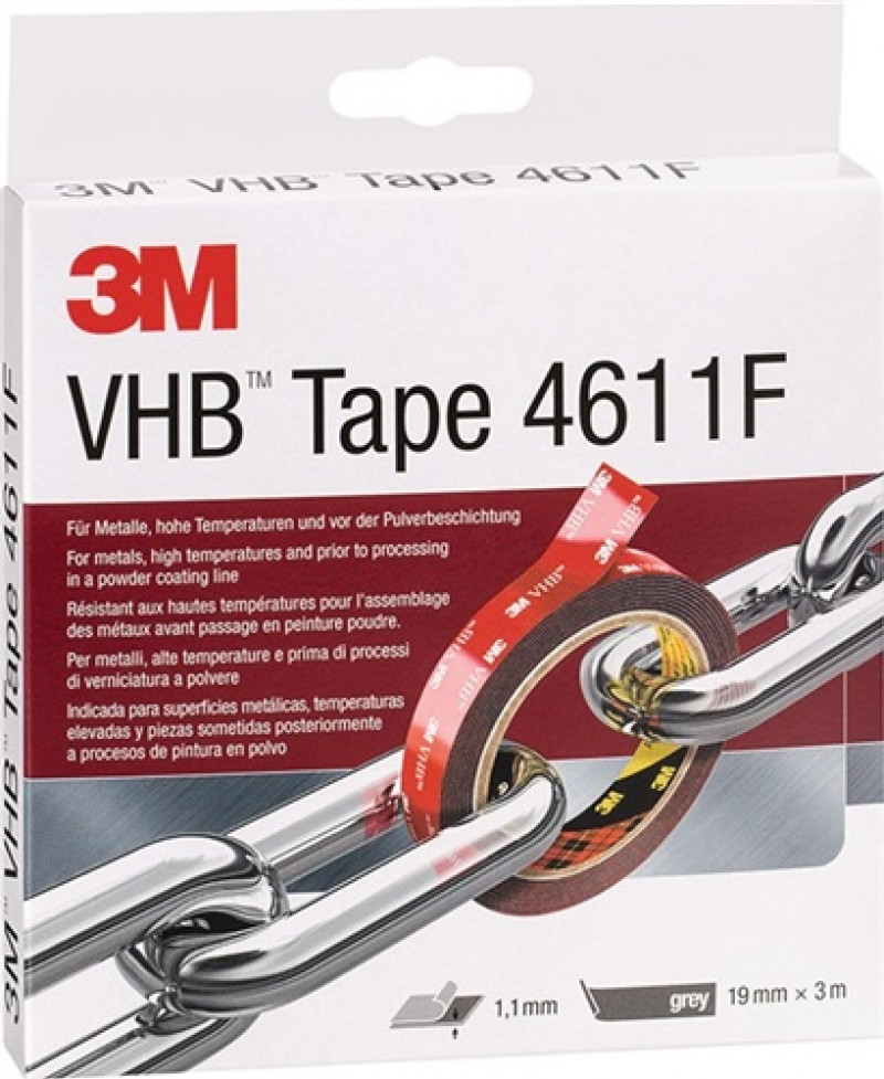 Montageband VHB Tape 4611F dunkelgrau L.3m B.19mm Rl.3M Montageband VHB Tape 4611F dunkelgrau L.3m B.19mm Rl.3M