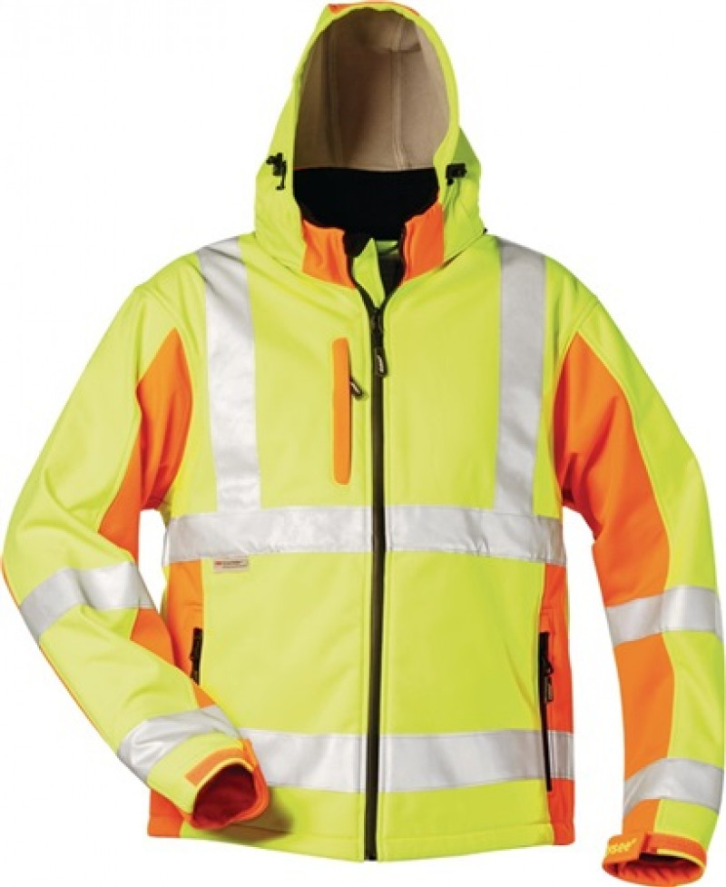 Warnschutz-Softshelljacke JIM Gr.XL gelb/orange 100%PES Warnschutz-Softshelljacke JIM Gr.XL gelb/orange 100%PES