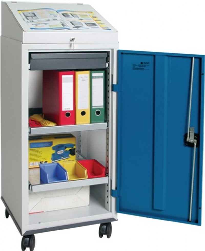 Werkzeugschrankset m.Pultaufsatz H1310xB500xT500mm lichtgrau/signalblau Werkzeugschrankset m.Pultaufsatz H1310xB500xT500mm lichtgrau/signalblau