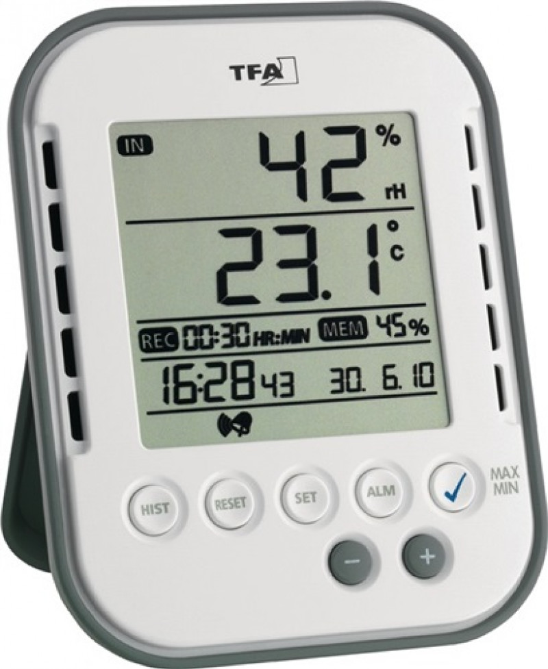 Thermo-Hygrometer Messber.0 b.50GradC/Luft 1-99% H107xB83xT21mm Ku. Thermo-Hygrometer Messber.0 b.50GradC/Luft 1-99% H107xB83xT21mm Ku.
