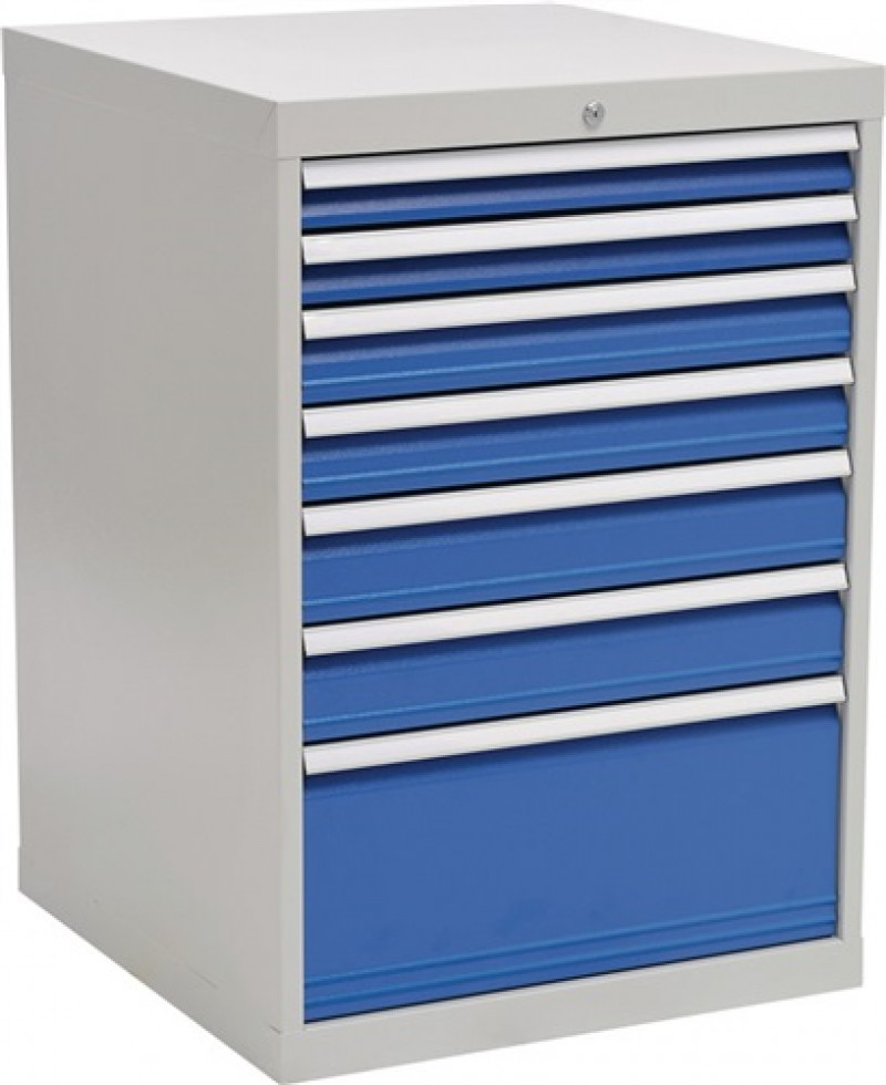 Schubladenschrank H1019xB705xT736mm grau/blau 2x75,2x100,2x125,1x300mm Schubl. Schubladenschrank H1019xB705xT736mm grau/blau 2x75,2x100,2x125,1x300mm Schubl.